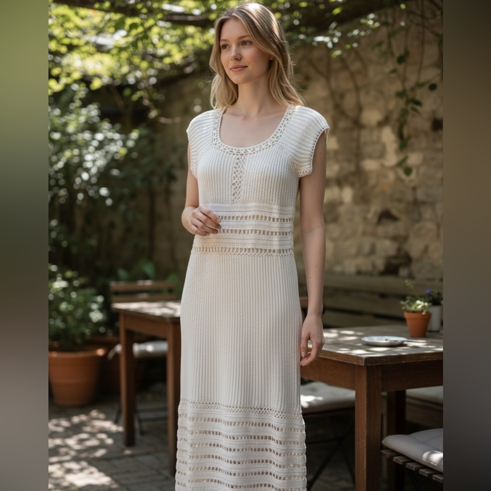 NWOT Cream Knit Midi Dress